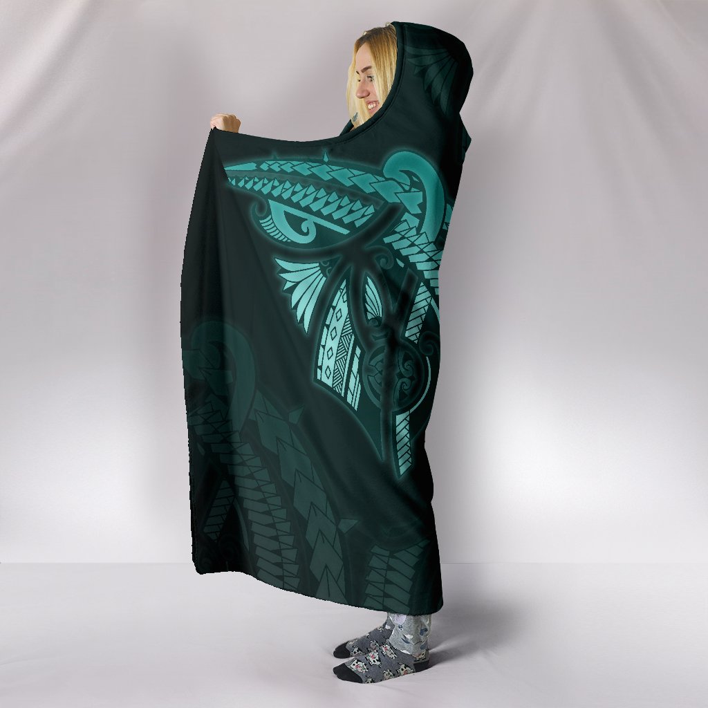 Polynesian Hooded Blanket Turquoise - Polynesian Pride
