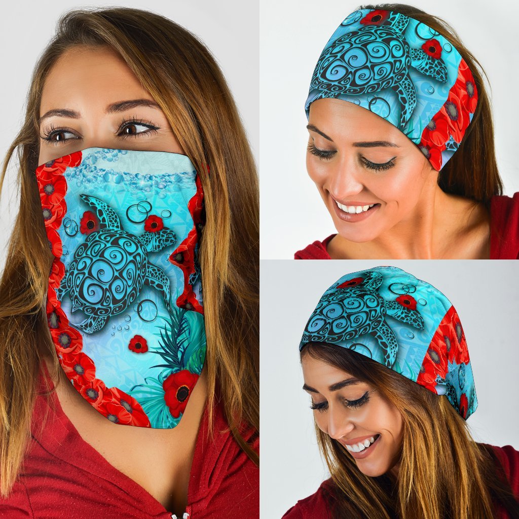 Polynesian Turtle Bandana Poppy Flowers - Polynesian Pride