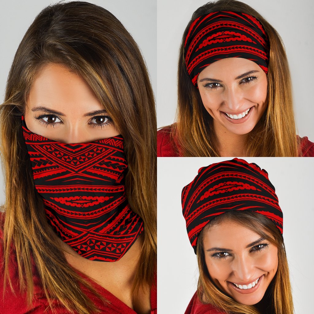 Polynesian Tatau Red Bandana 3 - Pack Red One Size - Polynesian Pride