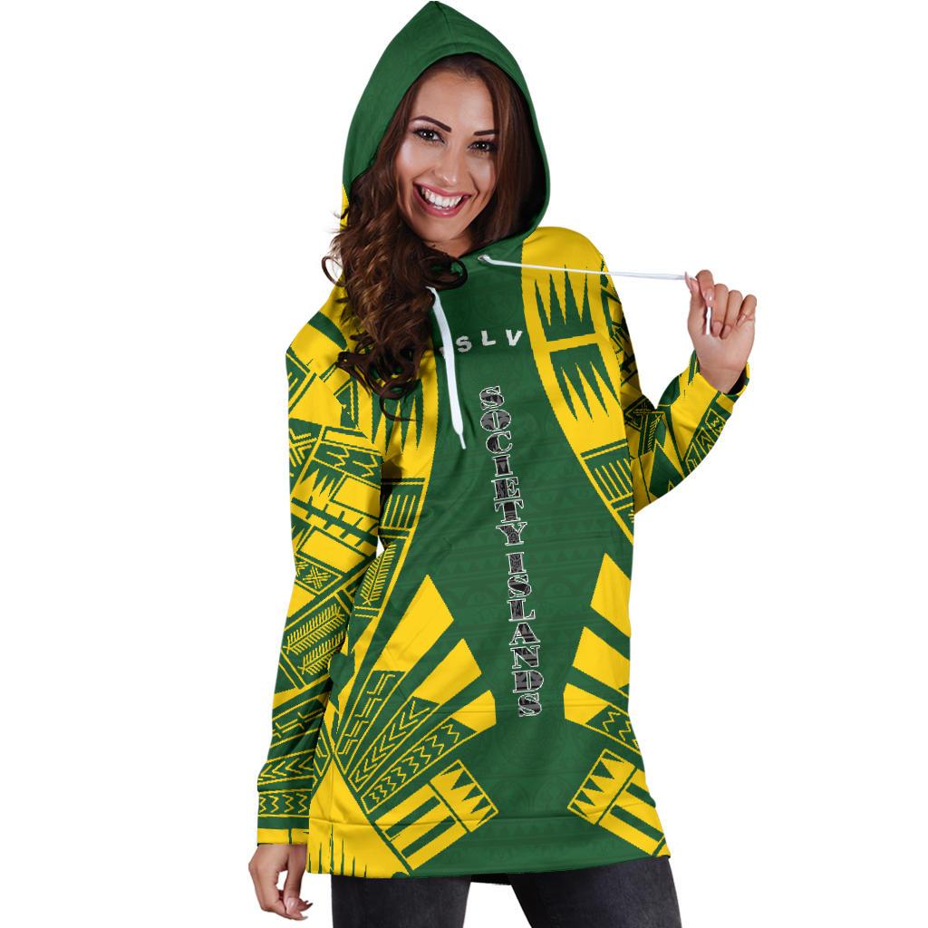 Society Islands Hoodie Dress - Polynesian Tattoo Flag - Polynesian Pride