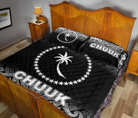 Chuuk Quilt Bed Set - Chuuk Flag Black Fog Style - Polynesian Pride