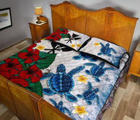 Kanaka Maoli (Hawaiian) Quilt Bed Set - Aloha Sea Turtles Hibiscus - Polynesian Pride