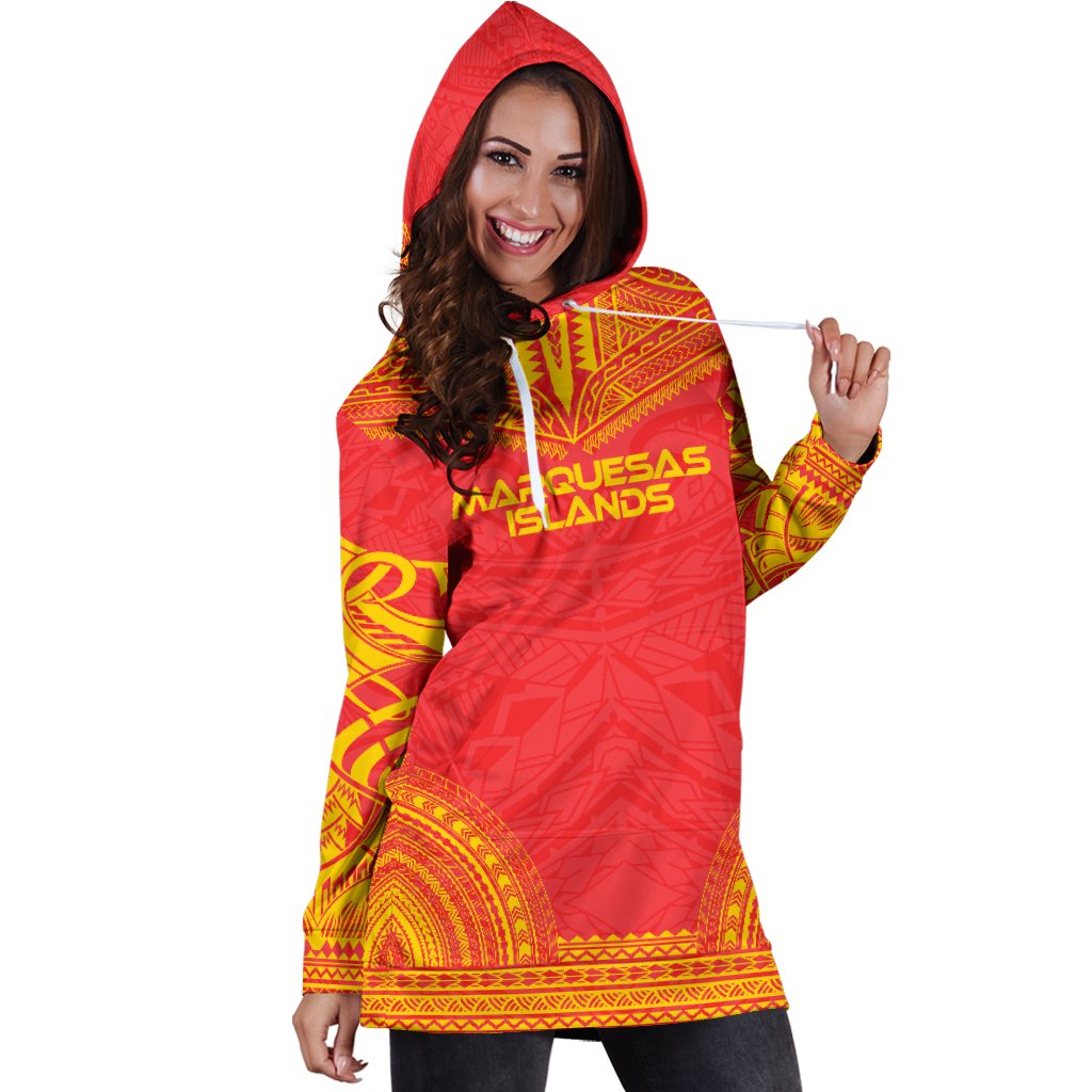 Marquesas Islands Women's Hoodie Dress - Polynesian Flag Chief - Polynesian Pride