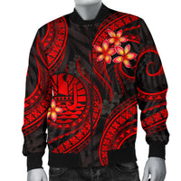 Tahiti Polynesian Men Bomber Jacket - Red Plumeria - Polynesian Pride