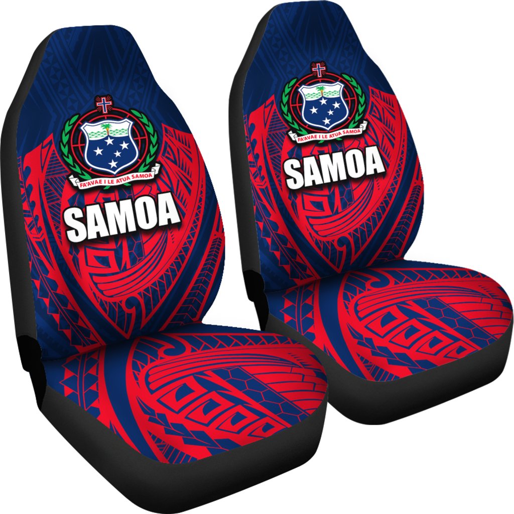 Samoa Polynesian Patterns Car Seat Covers Universal Fit Blue - Polynesian Pride