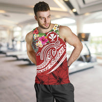 Polynesian Hawaii Kanaka Maoli Men's Tank Top - Summer Plumeria (Red) Red - Polynesian Pride