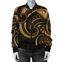 New Zealand Maori Mangopare Women Bomber Jacket Polynesian - Gold - Polynesian Pride