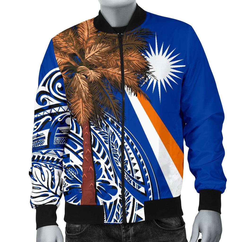 Mashall Islands Polynesian Men's Bomber Jacket - Palm Tree - Polynesian Pride