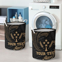 Kosrae Micronesia Custom Personalised Laundry Basket - Gold Tribal Wave - Polynesian Pride