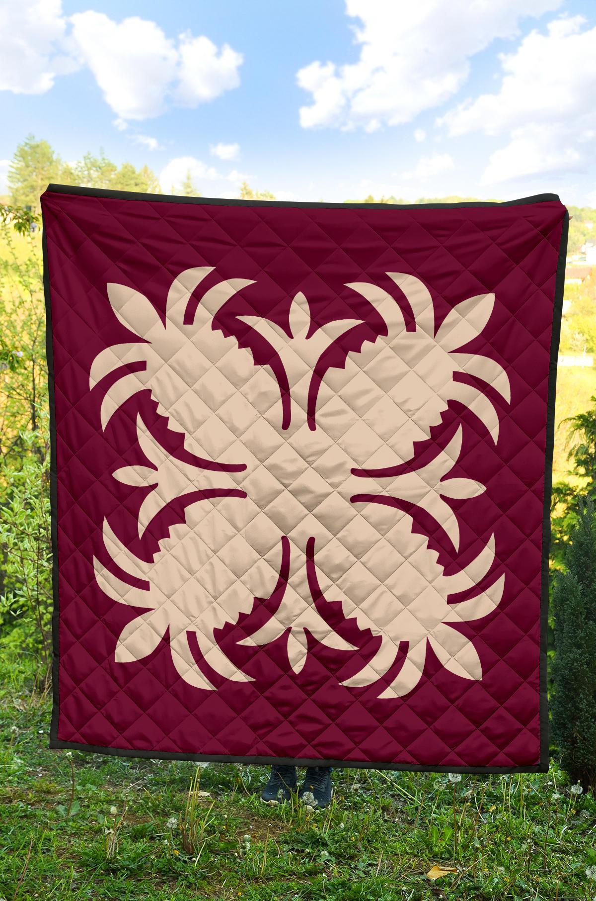 Hawaiian Premium Quilt Royal Pattern - Pink - A2 Style - Polynesian Pride
