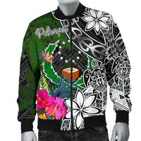 Pohnpei Men Bomber Jacket - Turtle Plumeria Banana Leaf - Polynesian Pride