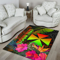 Wallis and Futuna Polynesian Personalised Area Rug - Hibiscus and Banana Leaves - Polynesian Pride