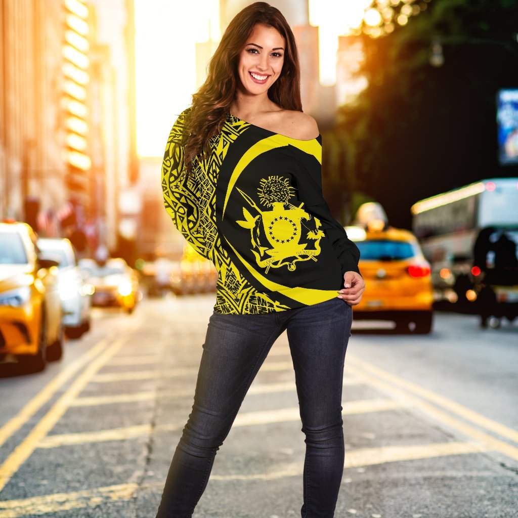 Cook Islands Women's Off Shoulder Sweater - Circle Style 03 - Polynesian Pride