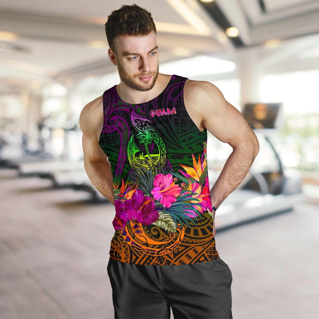 Guam Polynesian Men's Tank Top - Summer Hibiscus - Polynesian Pride