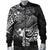 Chuuk Men's Bomber Jacket - White Shark Polynesian Tattoo - Polynesian Pride