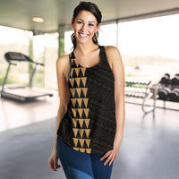 Hawaii Kakau Polynesian Coat Of Arms Women's Racerback Tank - Gold - Polynesian Pride