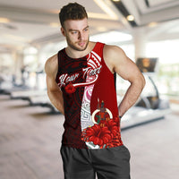Vanuatu Polynesian Custom Personalised Men's Tank Top - Coat Of Arm With Hibiscus - Polynesian Pride