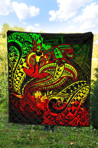Vanuatu Polynesian Premium Quilt - Reggae Shark Polynesian Tattoo - Polynesian Pride