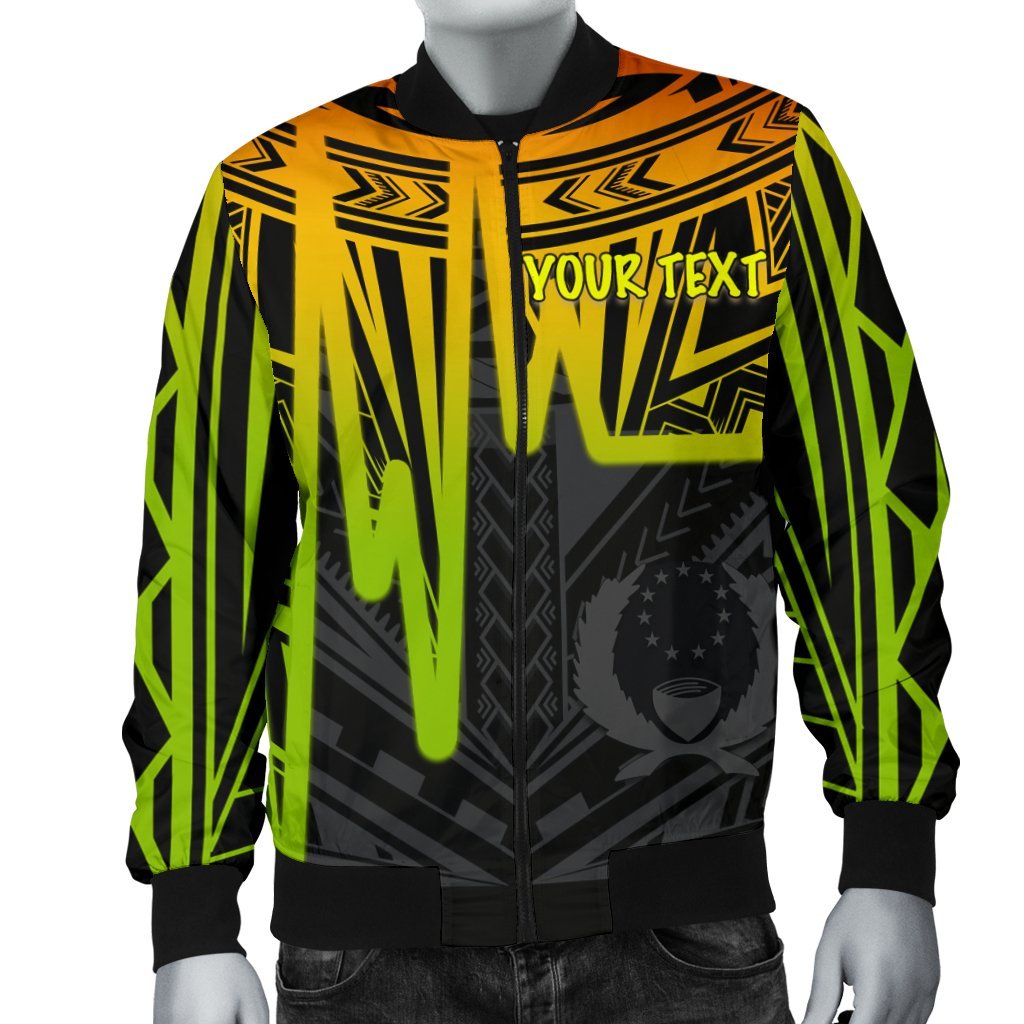 Pohnpei Personalised Men's Bomber Jacket - Pohnpei Seal In Heartbeat Patterns Style (Reggae) - Polynesian Pride