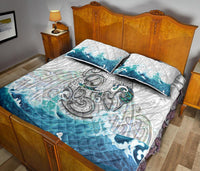 Maori Manaia The Blue Sea Quilt Bed Set, White - Polynesian Pride