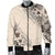 Chuuk Men's Bomber Jacket - The Beige Hibiscus Beige - Polynesian Pride