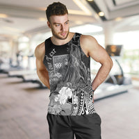 Fiji Custom Personalised Men's Tank Top - Humpback Whale with Tropical Flowers (White) - Polynesian Pride