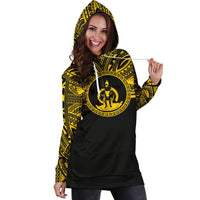 Vanuatu Women Hoodie Dress - Vanuatu Coat Of Arms Polynesian Gold Black - Polynesian Pride