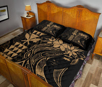 Hawaii Map Kanaka Polynesian Hula Girl Quilt Bed Set - Gold - Polynesian Pride