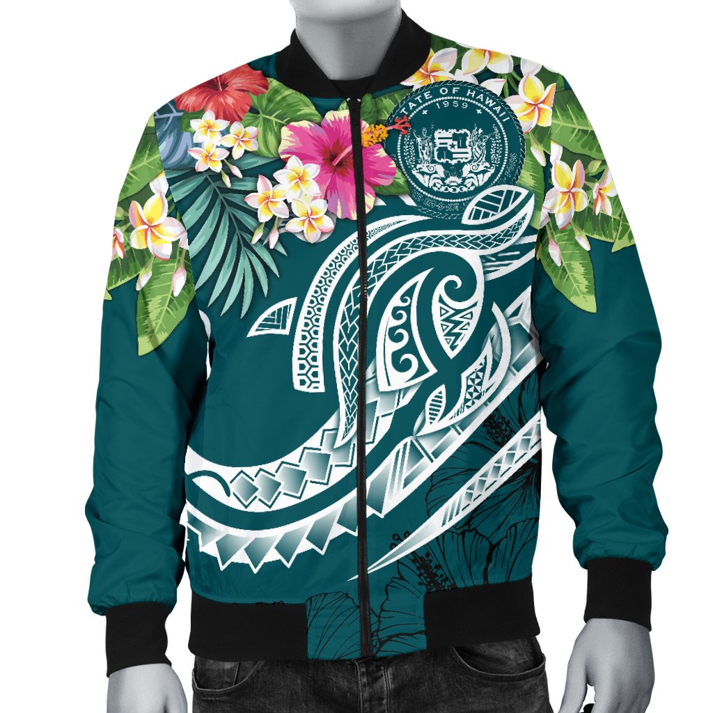 Polynesian Hawaii Men's Bomber Jacket - Summer Plumeria - Polynesian Pride