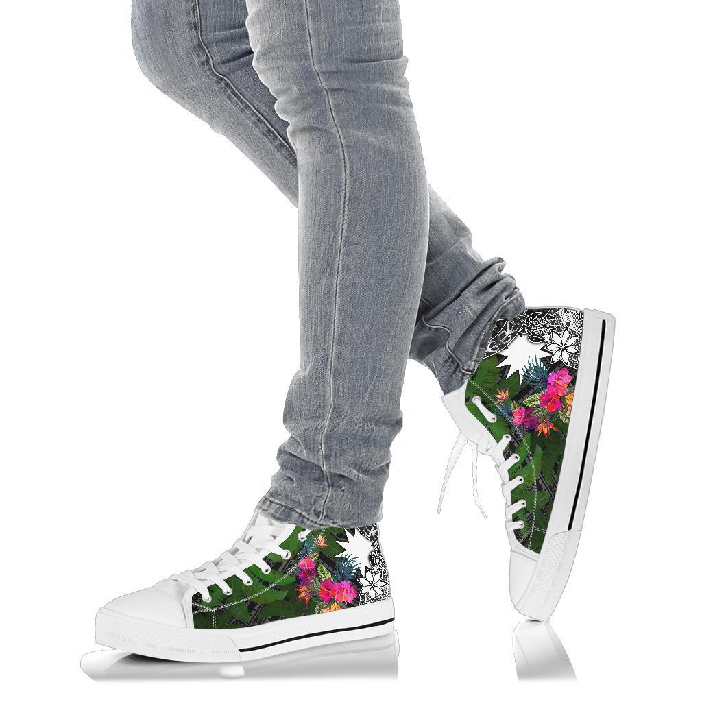 Nauru High Top Shoes - Turtle Plumeria Banana Leaf - Polynesian Pride
