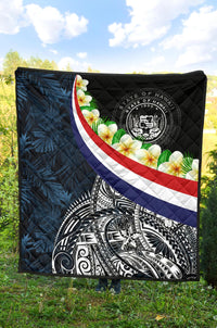 Polynesian Hawaii Premium Quilt - Hawaii Seal With Plumeria Style - Polynesian Pride