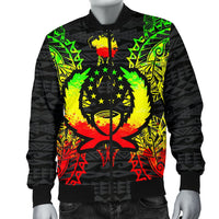 Pohnpei Polynesian Men's Bomber Jacket Map Reggae - Polynesian Pride