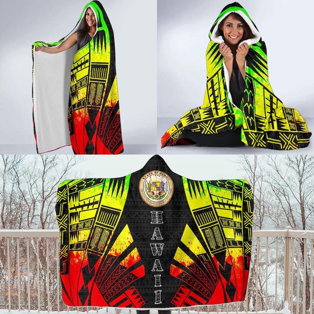 Hawaii Hooded Blanket - Polynesian Tattoo Reggae - Polynesian Pride
