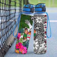 Fiji Hydro Tracking Bottle White - Turtle Plumeria Banana Leaf Crest - Polynesian Pride