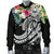 Tahiti Polynesian Men's Bomber Jacket - Summer Plumeria (Black) - Polynesian Pride