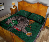 Kakau Blue Hawaii Warrior Football Quilt Bed Set - Polynesian Pride