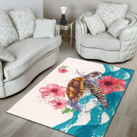 Turtle Hibiscus On Wale Area Rug AH A0 - Polynesian Pride