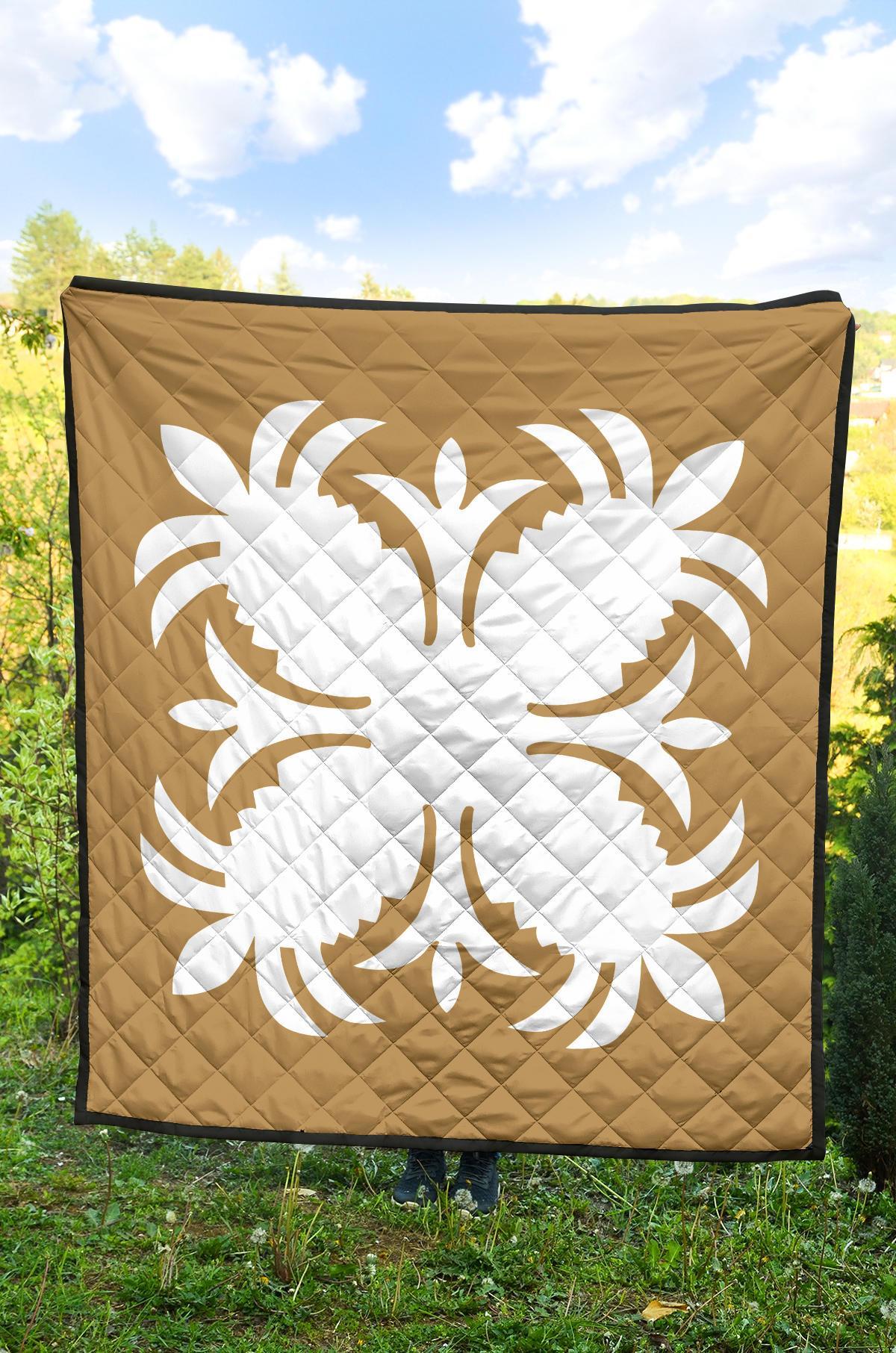 Hawaiian Premium Quilt Royal Pattern - Gold - A2 Style - Polynesian Pride