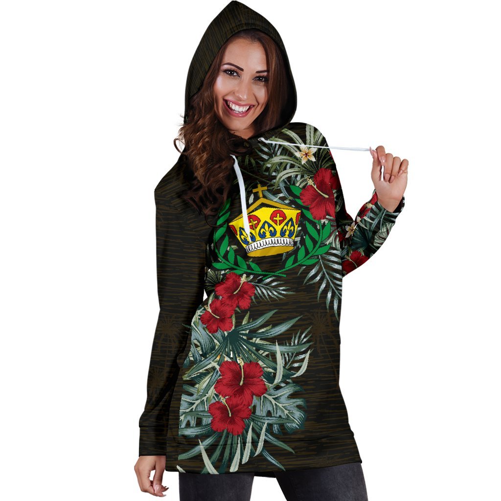 Tonga Hoodie Dress - Tonga Crown Hibiscus - Polynesian Pride