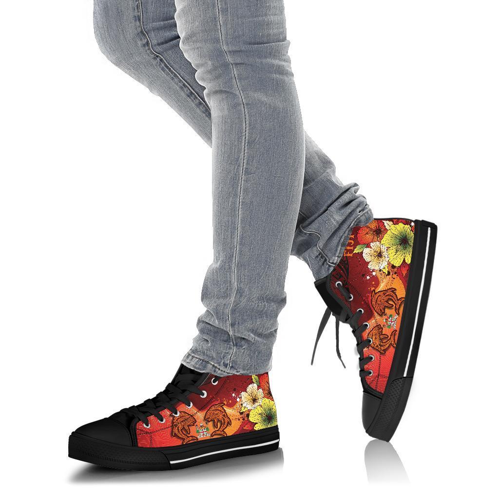 Fiji High Top Shoes - Tribal Tuna Fish - Polynesian Pride