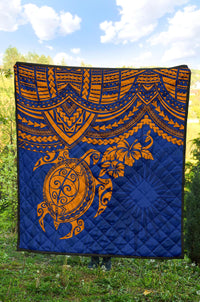 Marshall Islands Polynesian Premium Quilt - Blue Turtle - Polynesian Pride