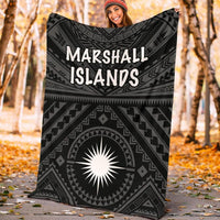 Marshall Premium Blanket - Marshall Seal With Polynesian Tattoo Style ( Black) - Polynesian Pride