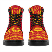 Papua New Guinea Leather Boots - Polynesian Flag Chief Version - Polynesian Pride