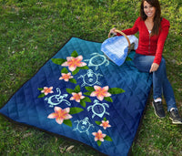 Turtle Polynesian Plumeria Premium Quilt - Polynesian Pride