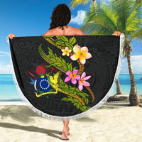 Cook Islands Custom Personalised Beach Blanket - Plumeria Tribal - Polynesian Pride