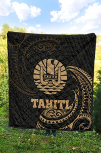 Tahiti Polynesian Premium Quilt - Gold Tribal Wave - Polynesian Pride