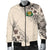 Tonga Men's Bomber Jacket - The Beige Hibiscus Beige - Polynesian Pride