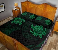 Hawaii Polynesian Turtle Quilt Bed Set Bed Set Green - Polynesian Pride