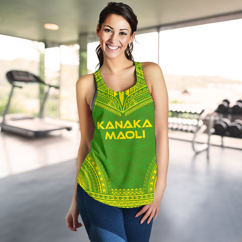 Kanaka Maoli Women's Racerback Tank - Polynesian Chief Flag Version - Polynesian Pride