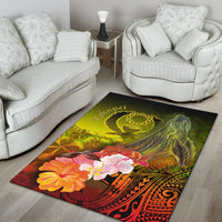 Pohnpei Area Rug - Humpback Whale with Tropical Flowers (Yellow) - Polynesian Pride